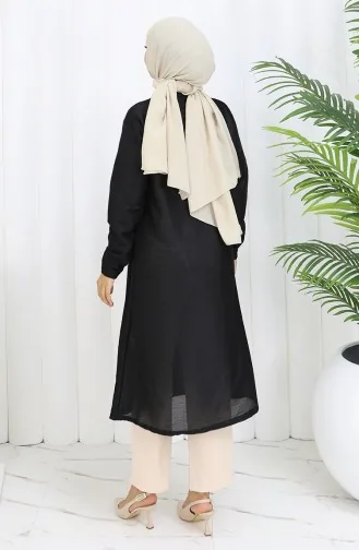 Effen Lange Seizoensvest In Zwart 8756-01 Zwart 8756-01