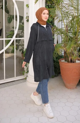 Mantel Mit Kapuze Und Reißverschluss 71282-01 Schwarz 71282-01