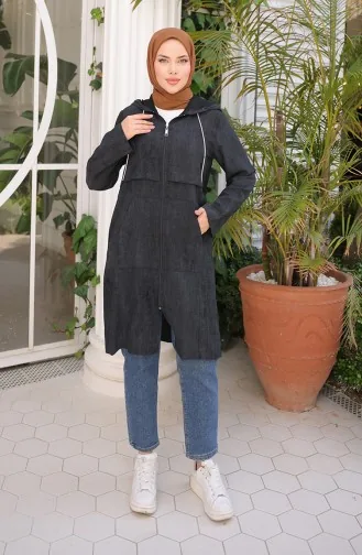 Mantel Mit Kapuze Und Reißverschluss 71282-01 Schwarz 71282-01