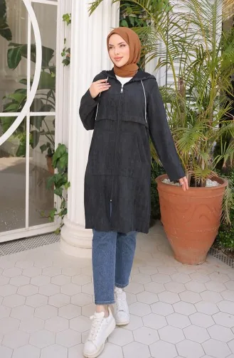 Mantel Mit Kapuze Und Reißverschluss 71282-01 Schwarz 71282-01