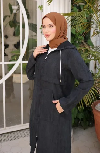 Mantel Mit Kapuze Und Reißverschluss 71282-01 Schwarz 71282-01