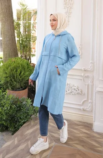 Kapüşonlu Fermuarlı Kap 71282-02 İndigo