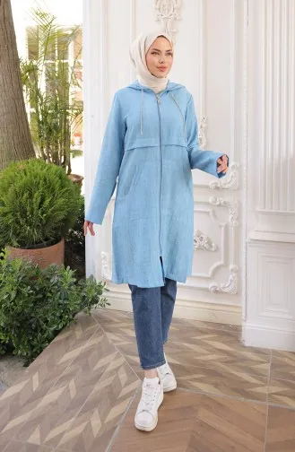 Kapüşonlu Fermuarlı Kap 71282-02 İndigo