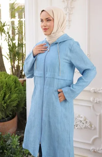 Kapüşonlu Fermuarlı Kap 71282-02 İndigo