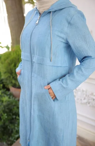 Kapüşonlu Fermuarlı Kap 71282-02 İndigo