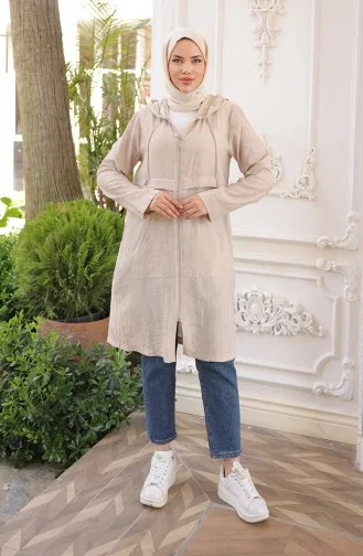 Mantel Mit Kapuze Und Reißverschluss 71282-05 Beige 71282-05