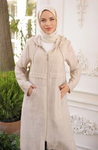 Mantel Mit Kapuze Und Reißverschluss 71282-05 Beige 71282-05