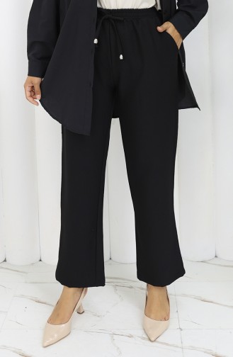 Beli Lastikli Cepli Pantolon 0118-01 Siyah