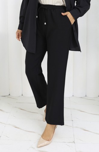 Beli Lastikli Cepli Pantolon 0118-01 Siyah