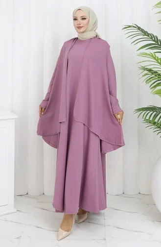 Ensemble Deux Pièces Grande Taille Avec Gilet Et Robe 6370-05 Rose Poudré 6370-05