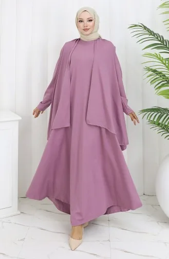 Ensemble Deux Pièces Grande Taille Avec Gilet Et Robe 6370-05 Rose Poudré 6370-05