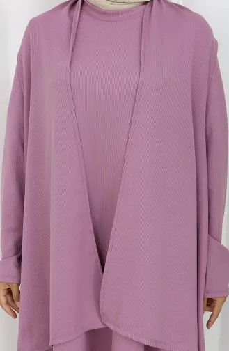 Ensemble Deux Pièces Grande Taille Avec Gilet Et Robe 6370-05 Rose Poudré 6370-05