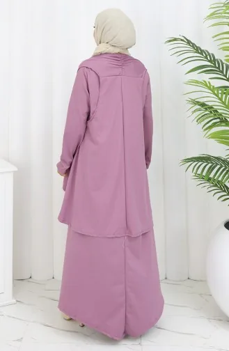 Ensemble Deux Pièces Grande Taille Avec Gilet Et Robe 6370-05 Rose Poudré 6370-05