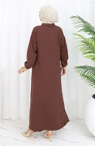 Doppelgewebe Lange Tunika Hose Zweiteiliger Anzug 0034-08 Hellbraun 0034-08