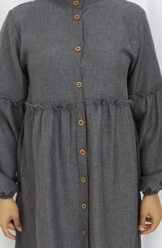 Ensemble Deux Pièces Tunique Et Pantalon Boutonnés Froncés 0115-02 Anthracite 0115-02