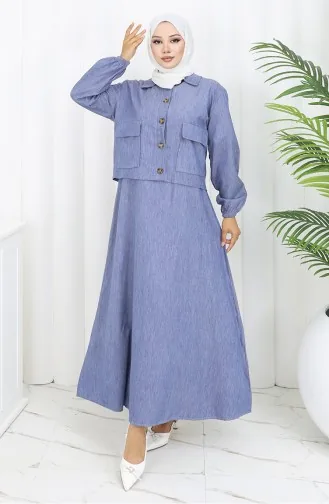 Gilet Veste Denim Costume Deux Pièces 0116-02 Bleu Marine 0116-02