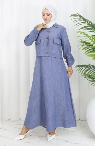 Gilet Veste Denim Costume Deux Pièces 0116-02 Bleu Marine 0116-02