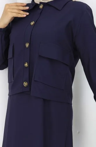 Gilet Veste Costume Deux Pièces 0117-02 Bleu Marine 0117-02