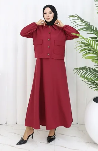 Gilet Veste Costume Deux Pièces 0117-06 Bordeaux 0117-06