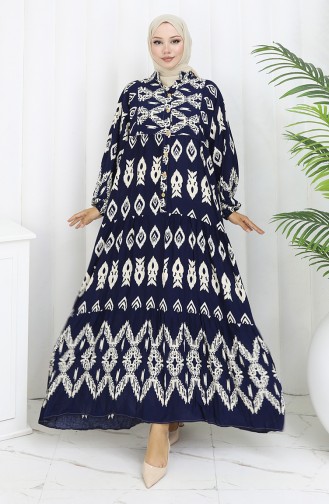 Dunkelblau Hijab Kleider 0107-03