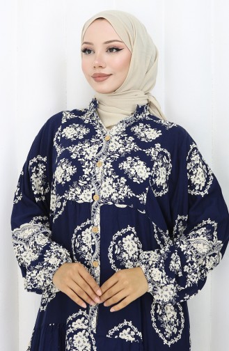 Navy Blue İslamitische Jurk 0109-03