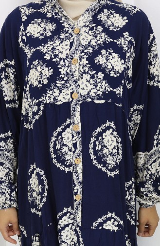 Navy Blue İslamitische Jurk 0109-03