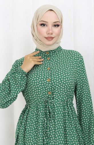Grün Hijab Kleider 0110-03