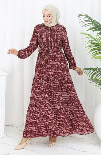 Claret red İslamitische Jurk 0110-05