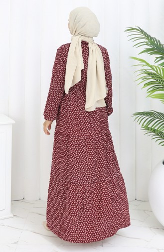 Claret red İslamitische Jurk 0110-05