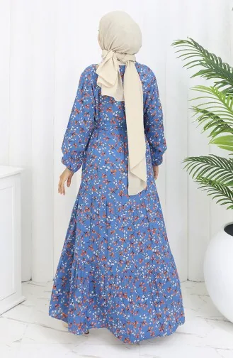 Viskose Kleid Mit Blumenmuster 0113-01 Blau 0113-01