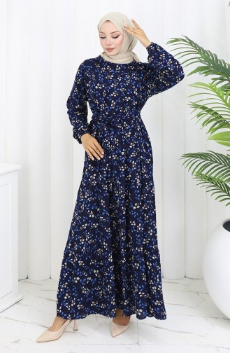 Navy Blue Hijab Dress 0113-03