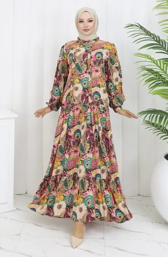 Viskose Stoff Plissee Kleid 2094-02 Fuchsie 2094-02