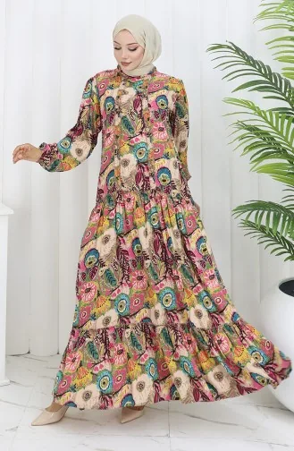 Viskose Stoff Plissee Kleid 2094-02 Fuchsie 2094-02