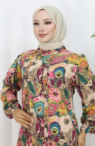 Viskose Stoff Plissee Kleid 2094-02 Fuchsie 2094-02