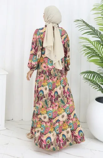 Viskose Stoff Plissee Kleid 2094-02 Fuchsie 2094-02