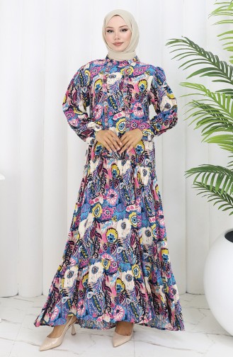 Navy Blue Hijab Dress 2094-03