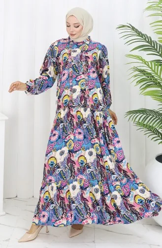 Viskose Stoff Plissee Kleid 2094-03 Dunkelblau 2094-03