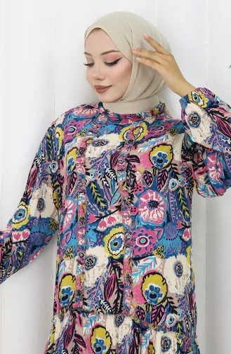 Viskose Stoff Plissee Kleid 2094-03 Dunkelblau 2094-03