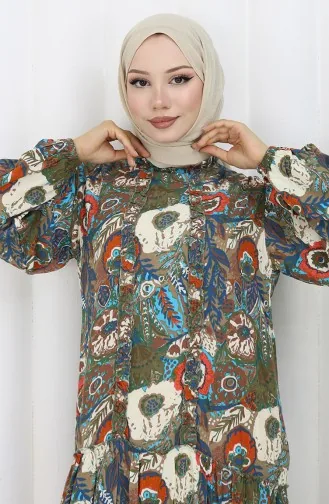 Viskose Stoff Plissee Kleid 2094-04 Ziegelrot 2094-04