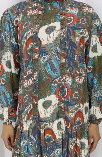 Viskose Stoff Plissee Kleid 2094-04 Ziegelrot 2094-04