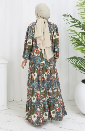 Viskose Stoff Plissee Kleid 2094-04 Ziegelrot 2094-04