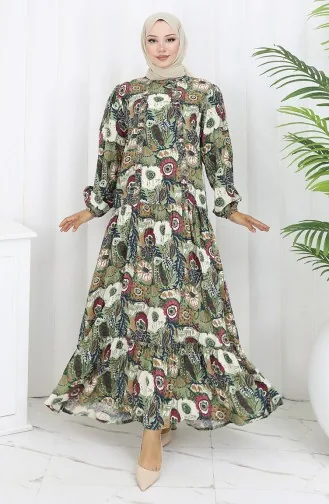 Viscose Fabric Pleated Dress 2094-05 Khaki 2094-05