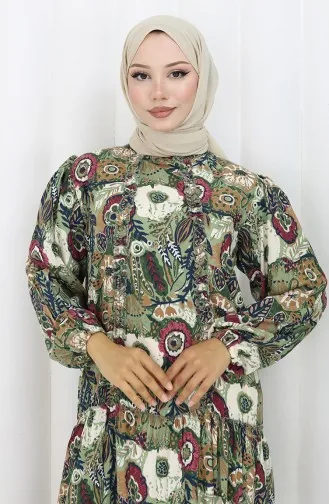 Viscose Fabric Pleated Dress 2094-05 Khaki 2094-05