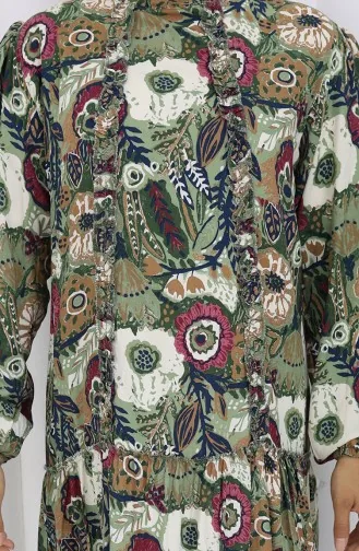 Viscose Fabric Pleated Dress 2094-05 Khaki 2094-05