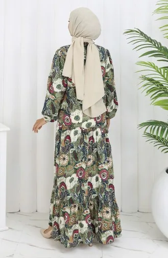 Viscose Fabric Pleated Dress 2094-05 Khaki 2094-05