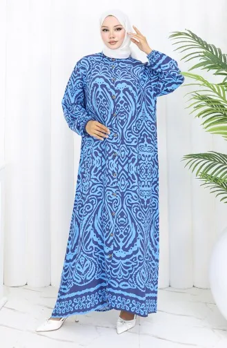 Viskose Kleid Mit Knöpfen 2095-01 Blau 2095-01