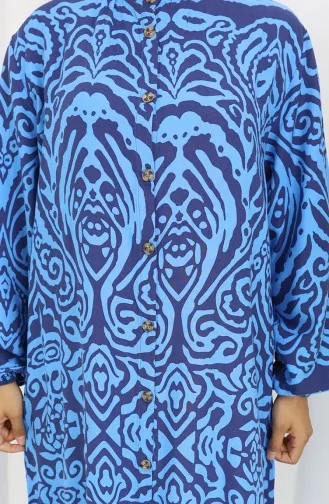 Viskose Kleid Mit Knöpfen 2095-01 Blau 2095-01