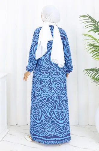 Viskose Kleid Mit Knöpfen 2095-01 Blau 2095-01