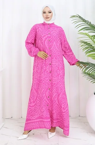 Viskose Kleid Mit Knöpfen 2095-03 Fuchsie 2095-03