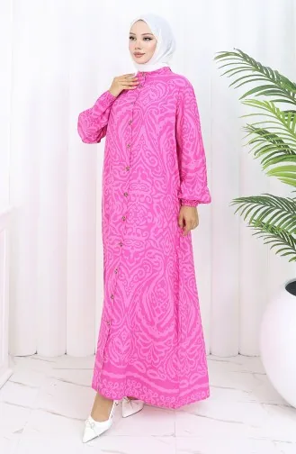 Viskose Kleid Mit Knöpfen 2095-03 Fuchsie 2095-03